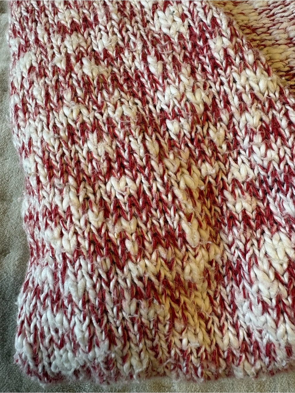 Album di Famiglia Cardigan ML Melange Cotton Blend Rosso White Boxy Open Sweater - Picture 14 of 14